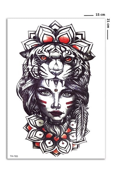 Kaplanlı Kız Geçici Dövme Tattoo