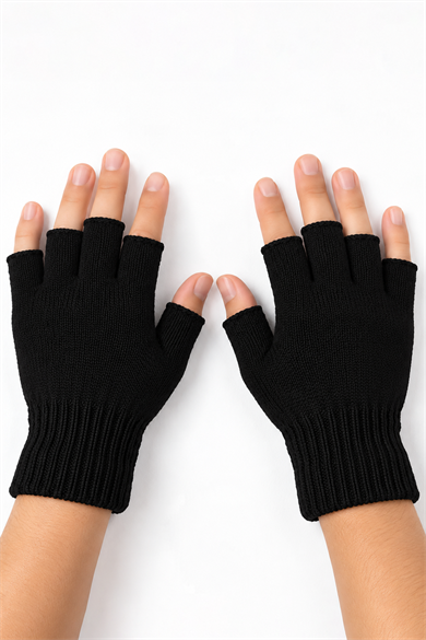 Siyah Renk Unisex Parmaksız Eldiven