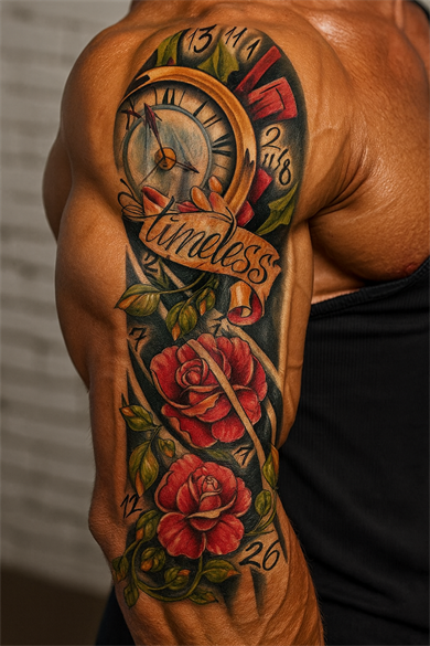 Geçici Saat Ve Çiçek Figürlü Dövme Tattoo