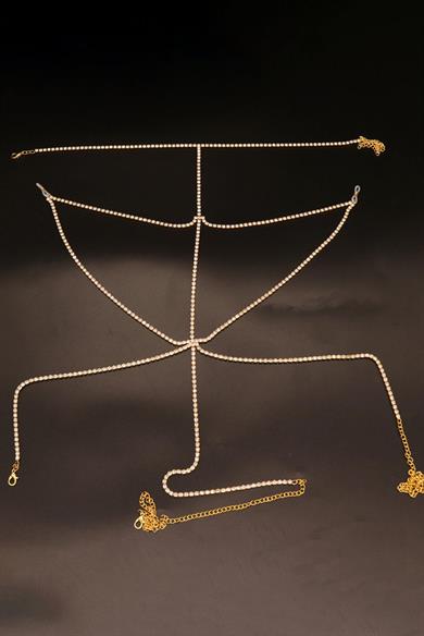 Altın Renk Taş Detaylı Tasarım Vücut Aksesuar