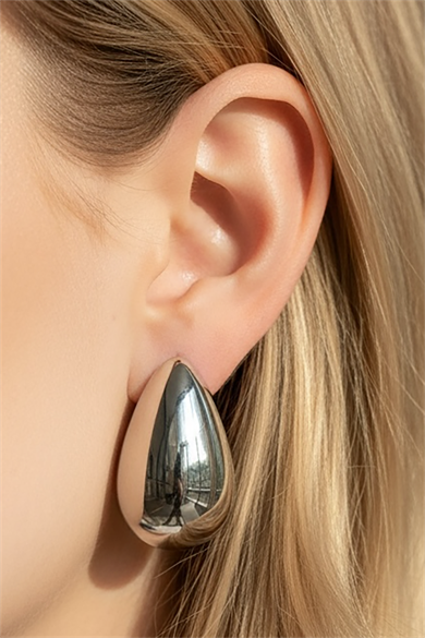 Gümüş Renk Bottega Çelik Küpe (Çift)