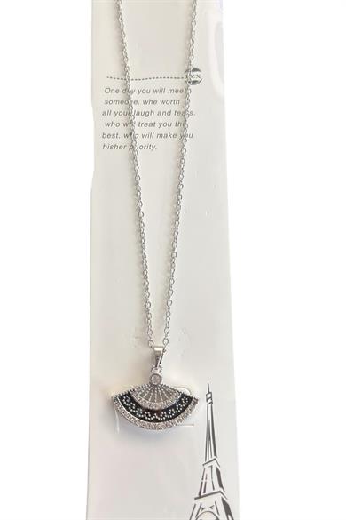 Gümüş Renk Yelpaze Figürlü Çelik Kolye