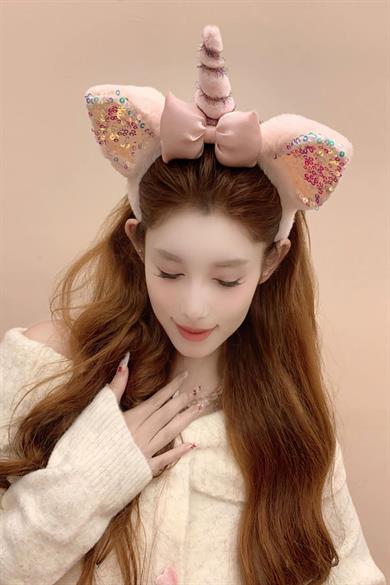 Pembe Renk Unicorn Figürlü Peluş Taç