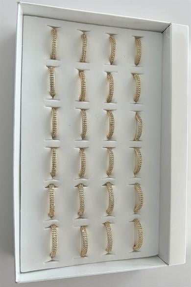 24lü Altın Renk Taş Detaylı Yüzük Set