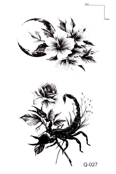 Ay Ve Çiçek Mini Geçici Dövme Tattoo
