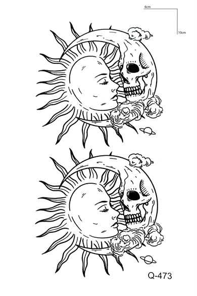 Kurukafa Güneş Ve Ay Mini Geçici Dövme Tattoo