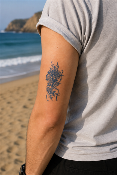 Çiçek Sonradan Kararan Yarı Kalıcı Geçici Dövme Tattoo