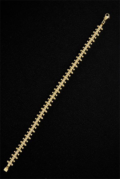 Altın Renk Taş Detaylı 14K Altın Kaplama VİP Bileklik