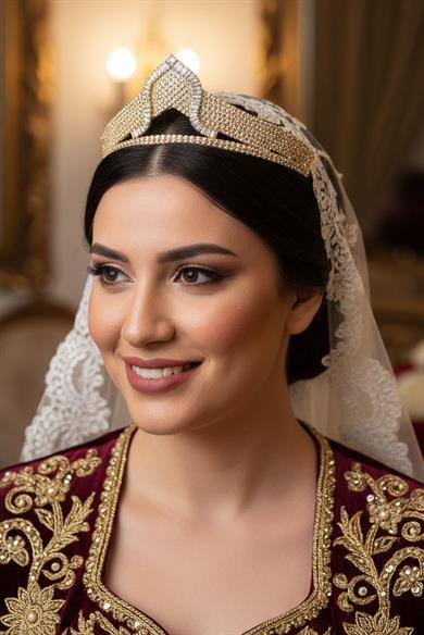 Zirkon Taşlı Gelin/Kına/Nişan/Söz Tasarım Taç