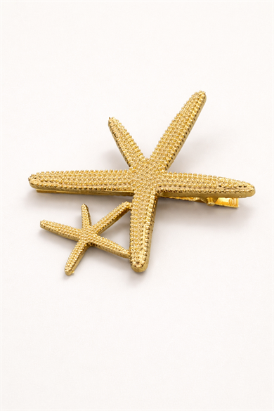 Altın Renk Yıldız Figürlü Yan Toka