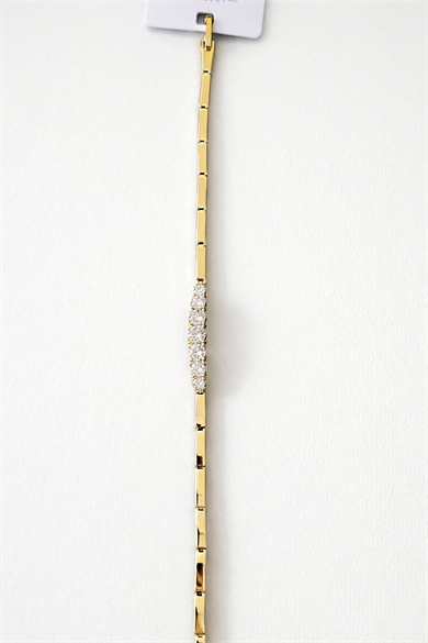 Altın Renk Taş Detaylı Çelik Xupıng VİP Bileklik