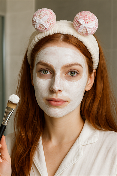 Beyaz Renk Kurdele Detaylı Peluş Saç Bandı