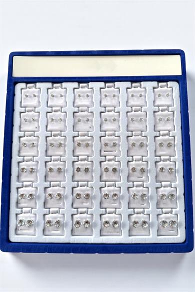 Gümüş Renk 36lı Taş Detaylı Küpe Set