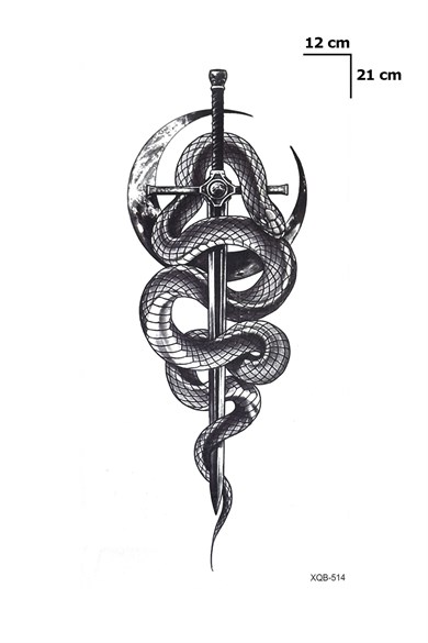Yılan Ve Kılıç Geçici Dövme Tattoo