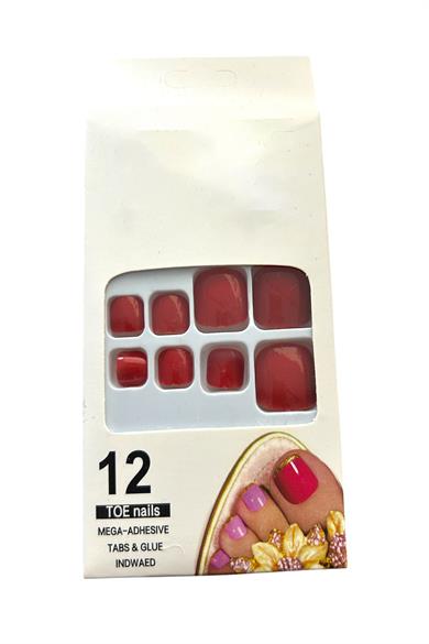 12li Kırmızı Renk Takma Tırnak Set (Yapıştırıcılı)