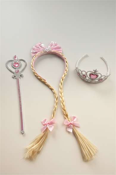 Pembe Renk Taç/Asa Set