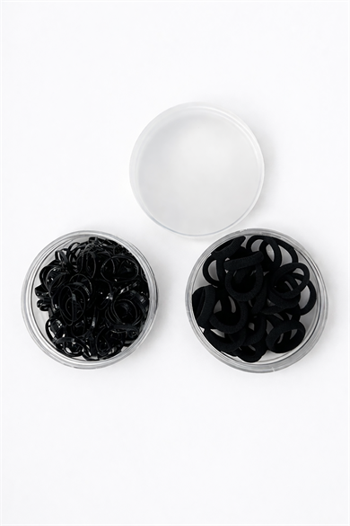 Siyah Renk Perma Ve Lastik Toka Set