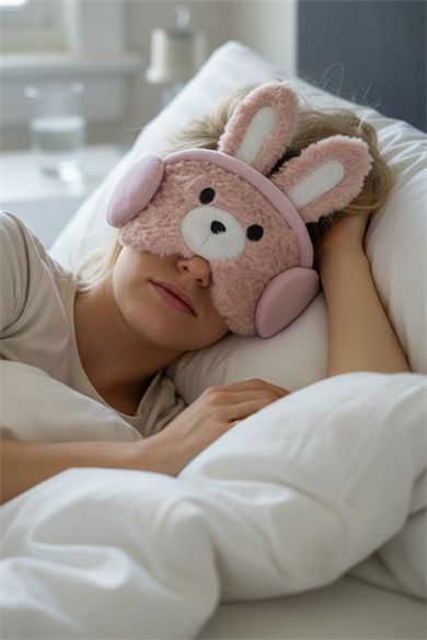 Pembe Renk Ayıcık Figürlü Peluş Uyku Bandı