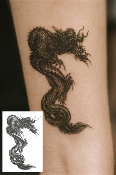 Ejderha Figürlü Mini Dövme Tattoo