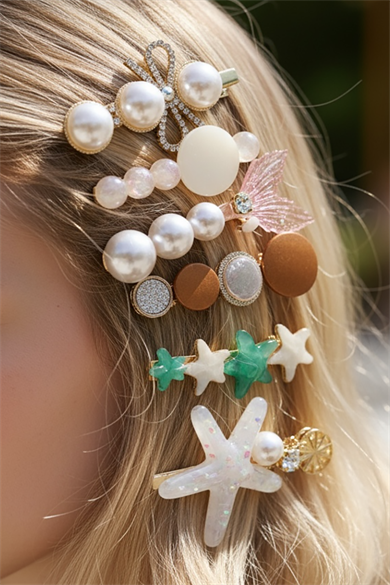 6lı Pembe Renk Karışık Figürlü Toka Set