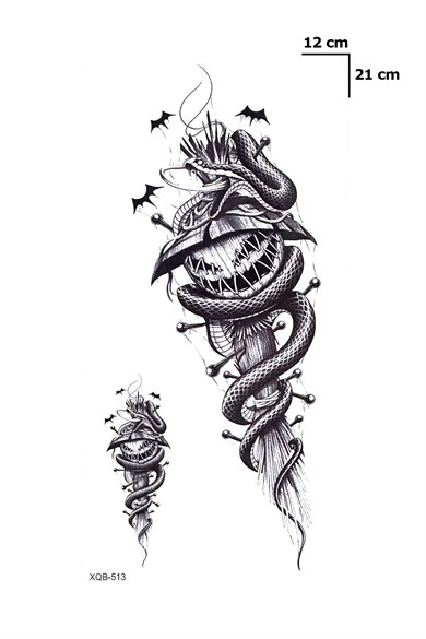 Korkuluk ve Yılan Geçici Dövme Tattoo