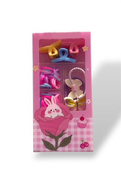 Karışık Renk Çocuk Havlu Toka Ve Saç Lastiği Mandal Toka Set