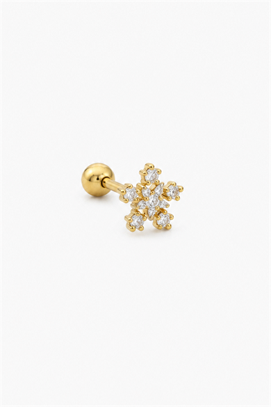 Altın   Renk Kar Tanesi  Figürlü  Taşlı Cerrahi Çelik Tragus/Kıkırdak Küpe/Piercing (Tek)