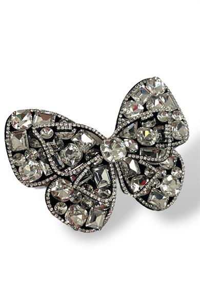 Siyah Renk Kelebek Figürlü Taşlı Otomat Toka