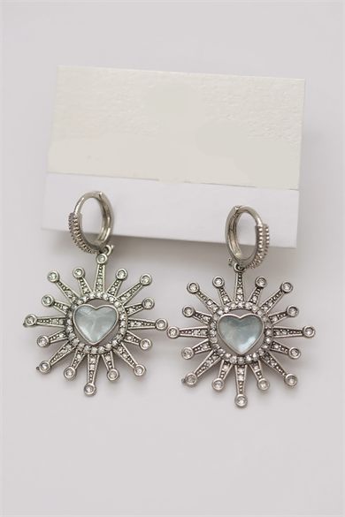 Gümüş Renk Kalp Figürlü Küpe (Çift)