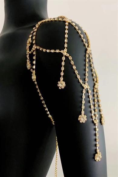 Altın Renk Taş Detaylı Tasarım Vücut Aksesuar