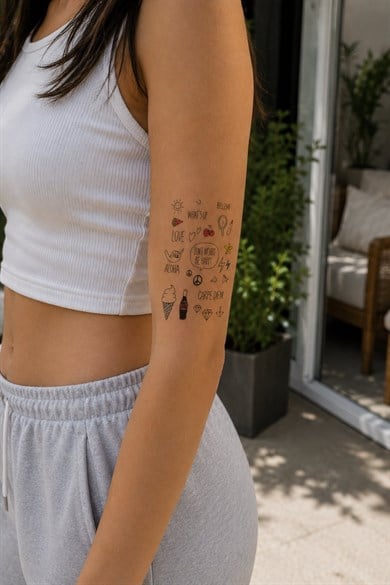 Çoklu Figürlü Mini Geçici Dövme Tattoo