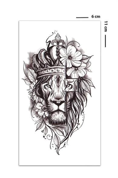 Geçici Aslan Figürlü Mini Dövme Tattoo
