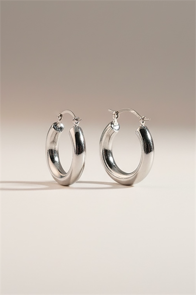 Gümüş Renk Halka Küpe 25Mm (Çift)