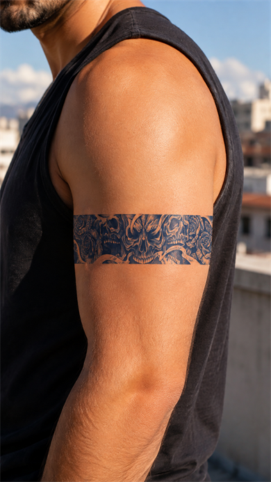 Kurukafa Şerit Sonradan Kararan Yarı Kalıcı Geçici Dövme Tattoo