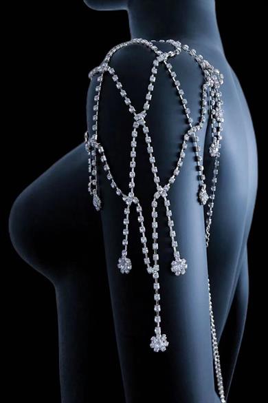 Gümüş Renk Taş Detaylı Tasarım Vücut Aksesuar