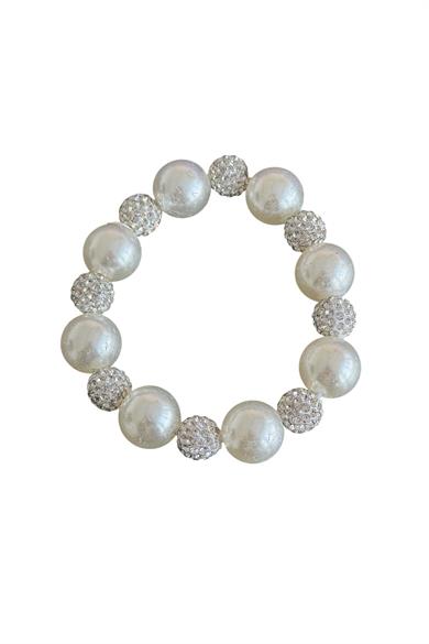 Beyaz Renk İnci Ve Taş Detaylı Lastik Toka