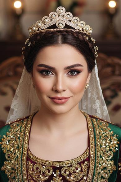 Zirkon Taşlı Gelin/Kına/Nişan/Söz Tasarım Taç