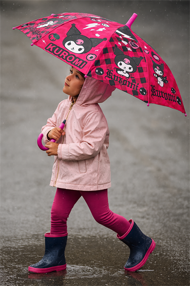 Pembe Renk Karışık Figürlü Kılıflı Çocuk Şemsiye