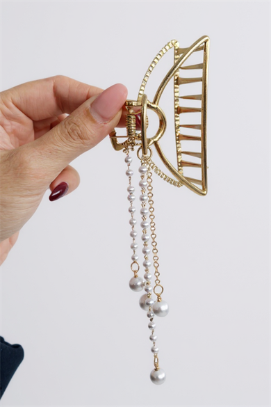 Altın Renk İnci Detaylı Metal Mandal Toka