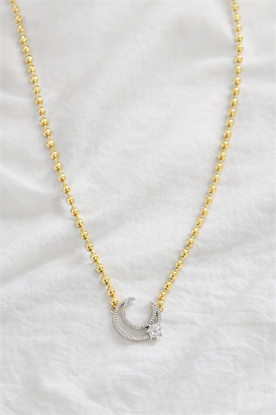 Altın Renk 14k Altın Kaplama Ay Figürlü Kolye