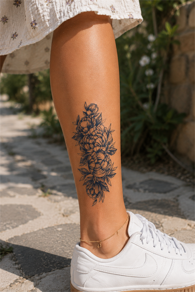 Çiçek Sonradan Kararan Yarı Kalıcı Geçici Dövme Tattoo