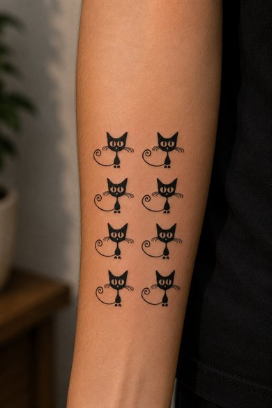 Çoklu Kedi Mini Geçici Dövme Tattoo