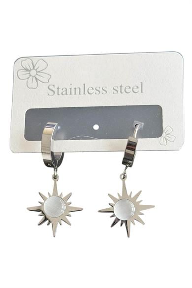 Gümüş Renk Yıldız Figürlü Çelik Küpe (Çift)