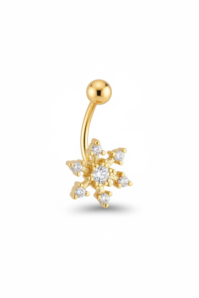 Altın Renk Kar Tanesi Figürlü Cerrahi Çelik Roof Küpe/Piercing (Tek)
