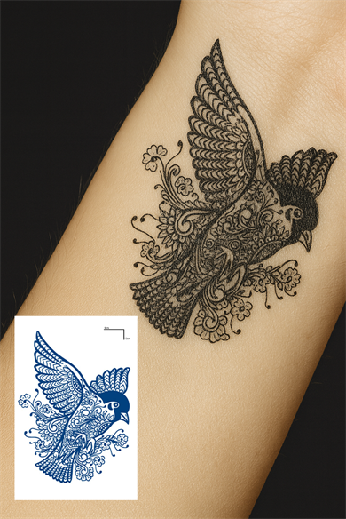 Kuş Figürlü 12 Saat Sonra Kararan Geçici Dövme Tattoo