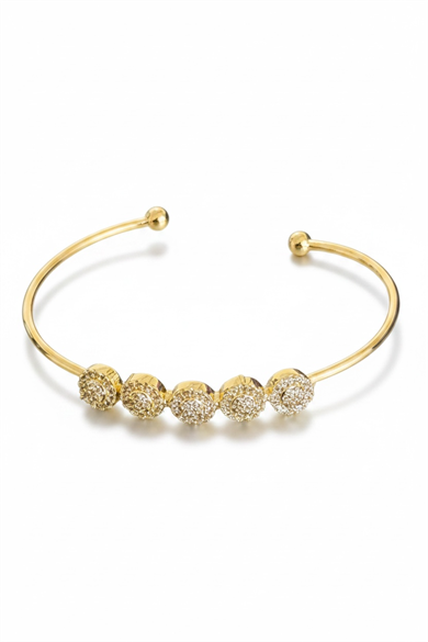 Altın Renk Taşlı Kelepçe Bileklik