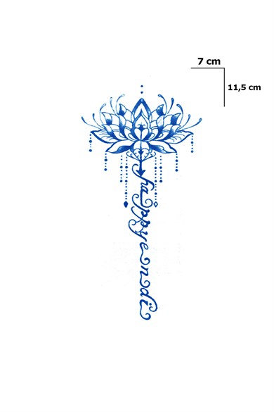 Lotus Çiçek Sonradan Kararan Yarı Kalıcı Geçici Dövme Tattoo