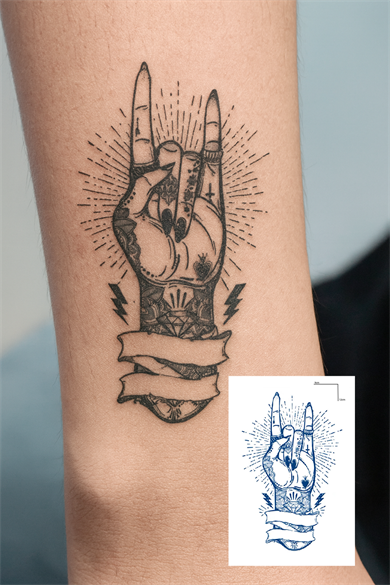 El Figürlü 12 Saat Sonra Kararan Geçici Dövme Tattoo