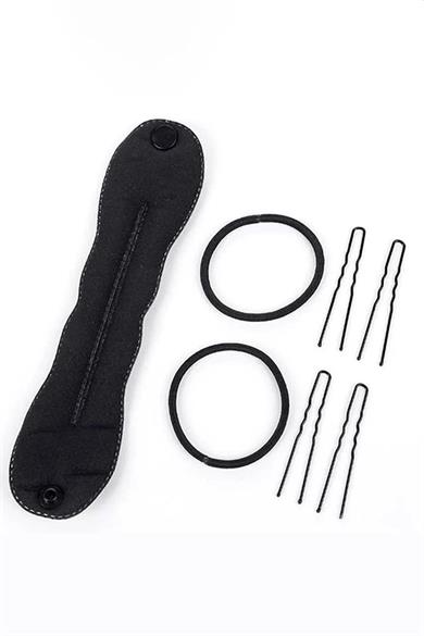 Siyah Renk Topuz Aparatı ve Toka Set