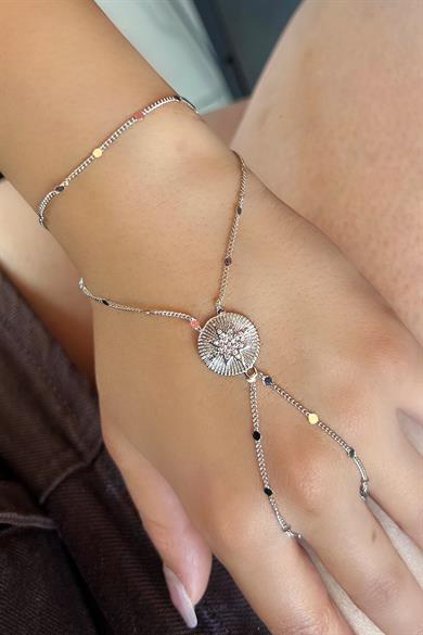 Gümüş Renk Yıldız Figürlü Taş Detaylı Şahmeran